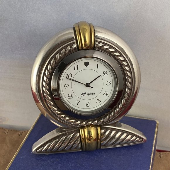 Vintage Brighton 2 Tone Gold & Silver Desk Clock - Picture 2 of 4